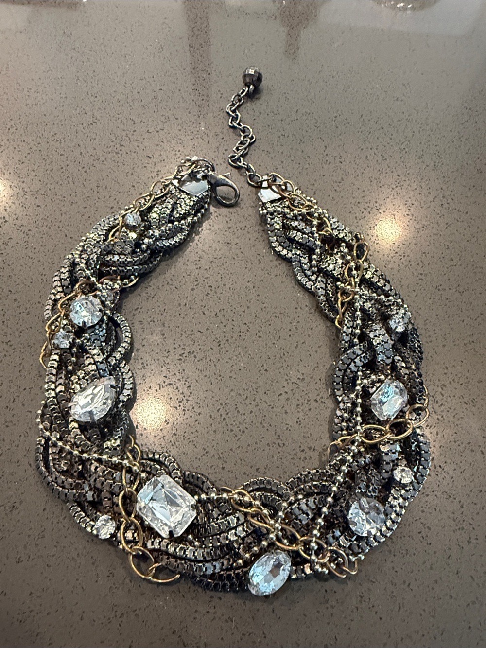 Express silver gold chain gem crystal choker necklace